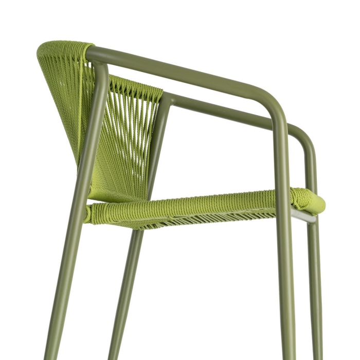 Set 2 scaune HoReCa exterior aluminiu ratan PE verde [2]
