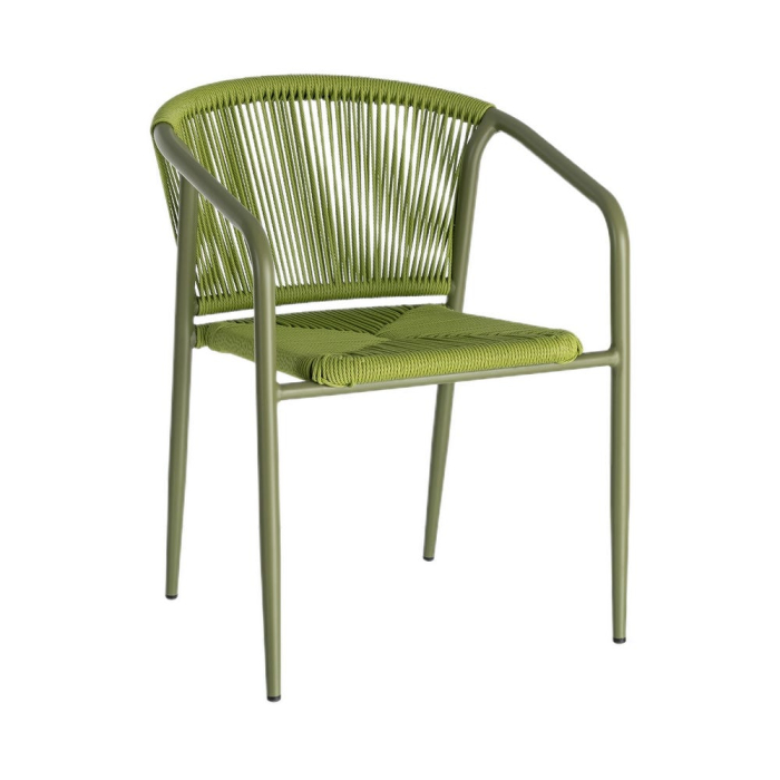 Set 2 scaune HoReCa exterior aluminiu ratan PE verde [11]