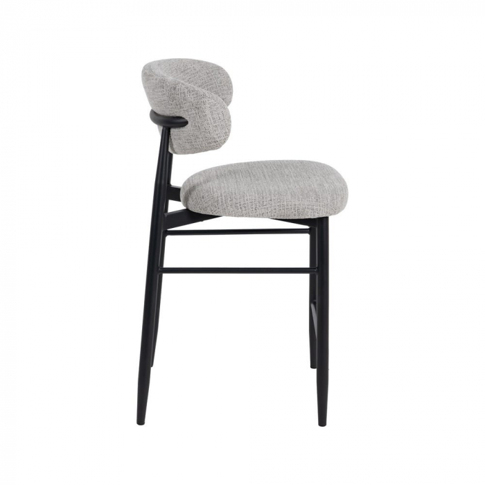 Set 2 scaune bar gri tapițate 65 cm – picioare metalice negre, design modern Ixia [3]