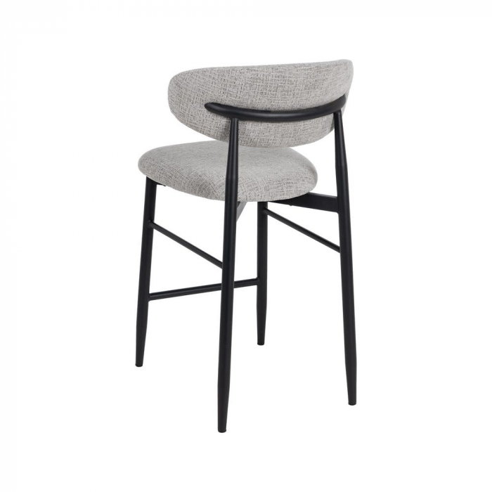Set 2 scaune bar gri tapițate 65 cm – picioare metalice negre, design modern Ixia [4]