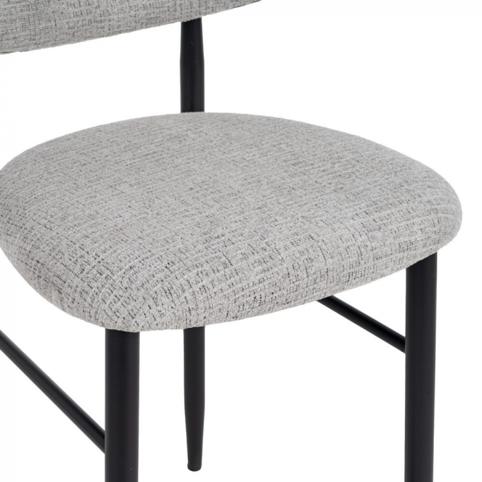 Set 2 scaune bar gri tapițate 65 cm – picioare metalice negre, design modern Ixia [9]