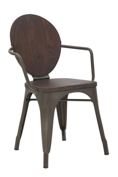 Set 2 Scaune Industriale Metal-Lemn Stil Loft CreativDeco [1]