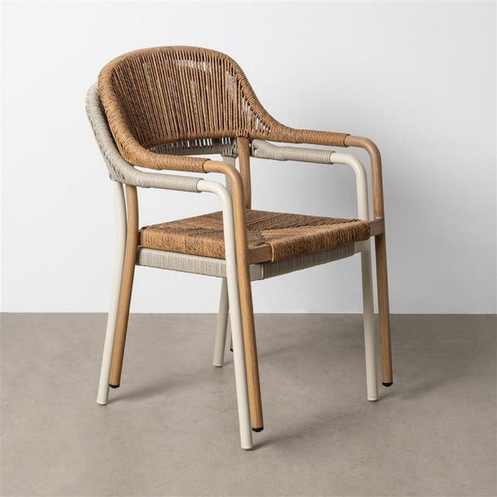 Set 2 scaune grădină aluminiu ratan sintetic maro [2]