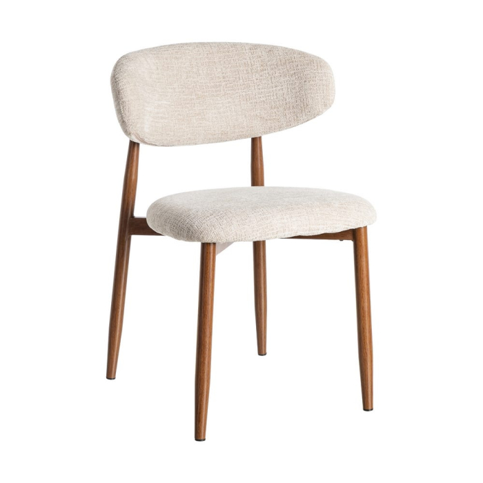 Set 2 scaune moderne tapițate bej cu picioare metalice fine [3]