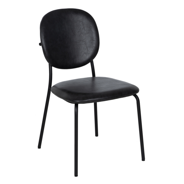 Set 2 scaune negre din piele ecologică și metal [3]