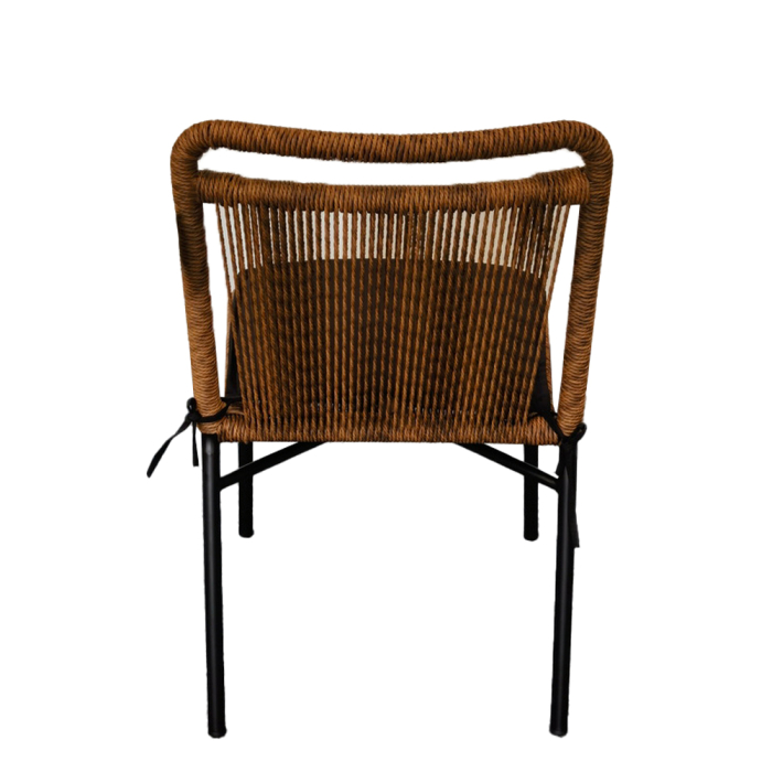 Set scaune dining terasă ratan sintetic maro cu perne și metal negru [5]