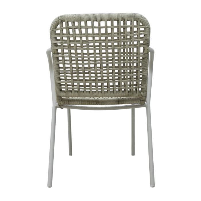 Set 2 scaune stivuibile de dining grădină și HORECA din aluminiu și ratan sintetic alb [4]