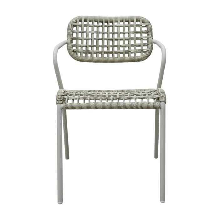 Set 2 scaune stivuibile de dining grădină și HORECA din aluminiu și ratan sintetic alb [5]