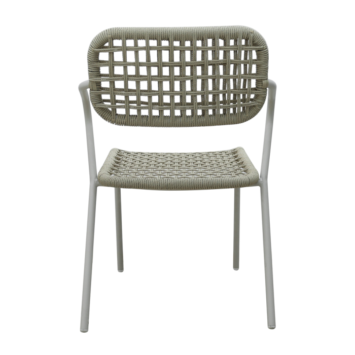 Set 2 scaune stivuibile de dining grădină și HORECA din aluminiu și ratan sintetic alb [3]