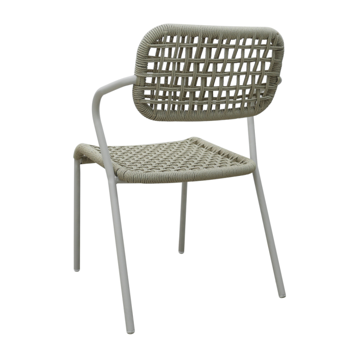 Set 2 scaune stivuibile de dining grădină și HORECA din aluminiu și ratan sintetic alb [4]