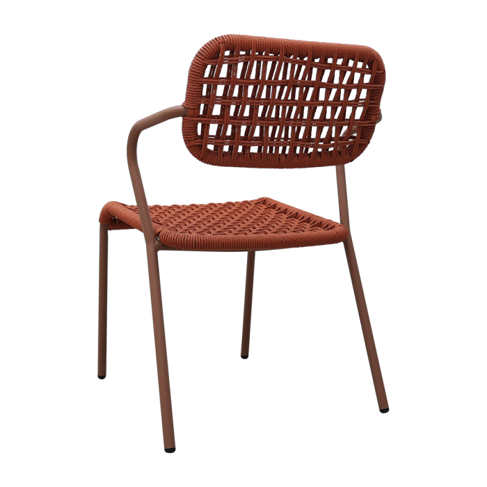 Set 2 scaune stivuibile de dining grădină și HORECA din aluminiu și ratan sintetic teracota [5]