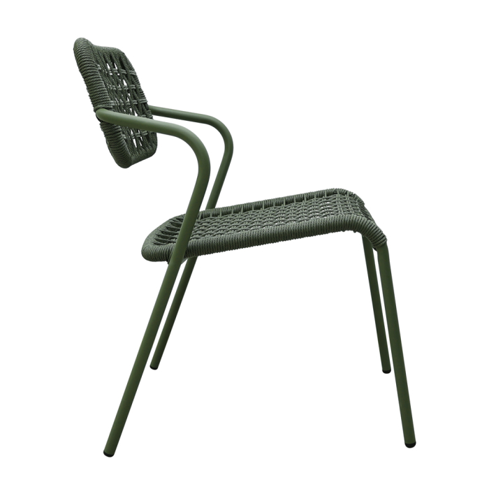Set 2 scaune stivuibile de dining grădină și HORECA din aluminiu și ratan sintetic verde [2]