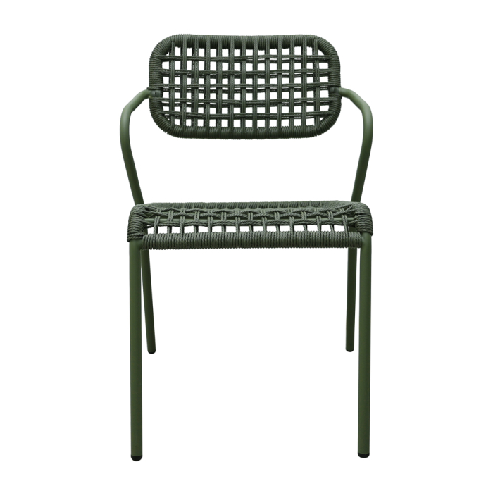 Set 2 scaune stivuibile de dining grădină și HORECA din aluminiu și ratan sintetic verde [5]