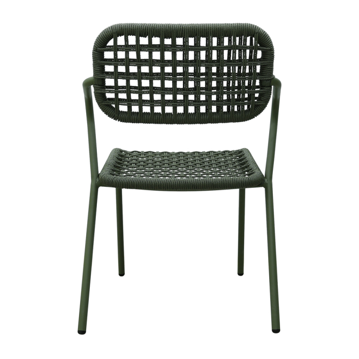 Set 2 scaune stivuibile de dining grădină și HORECA din aluminiu și ratan sintetic verde [3]