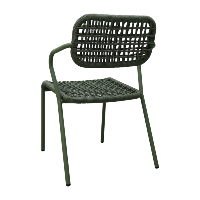 Set 2 scaune stivuibile de dining grădină și HORECA din aluminiu și ratan sintetic verde [4]