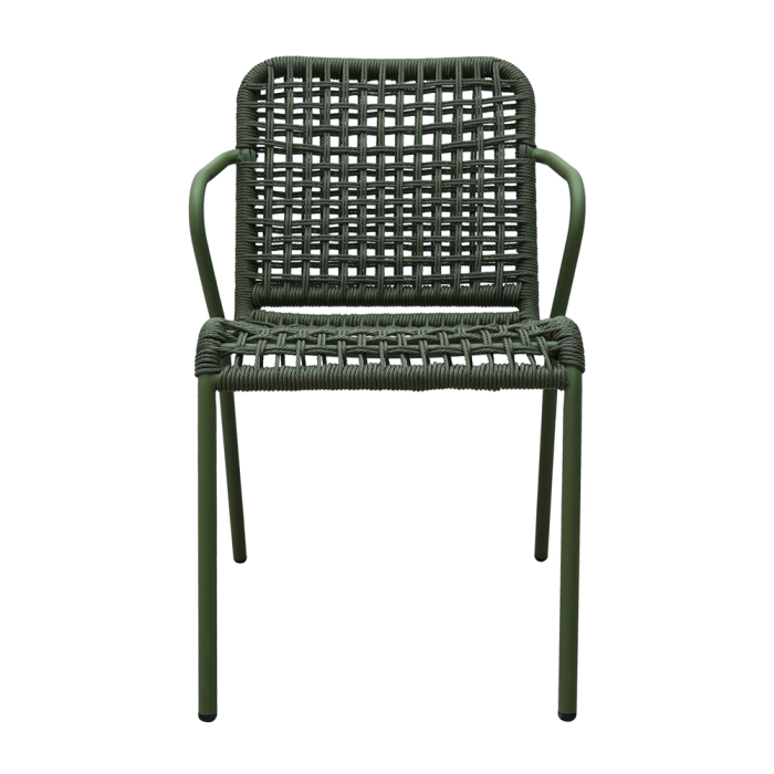 Set 2 scaune stivuibile de dining grădină și HORECA din aluminiu și ratan sintetic verde [6]
