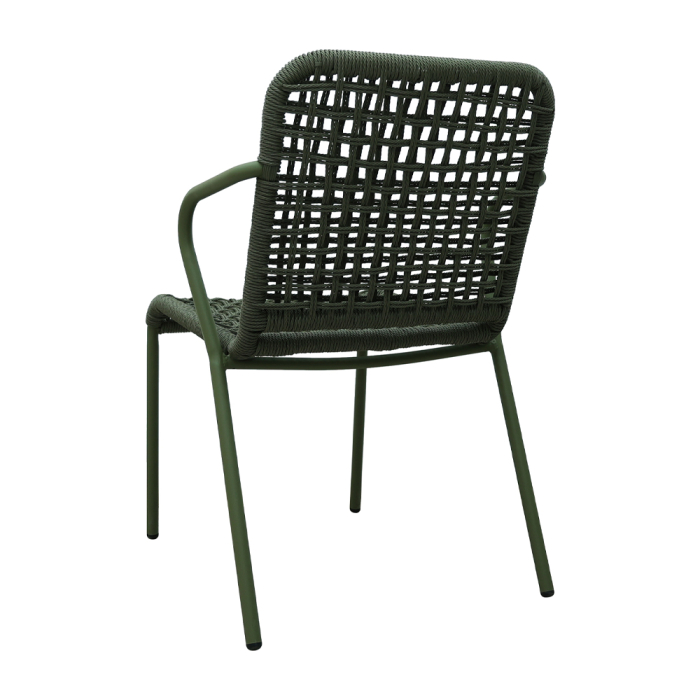 Set 2 scaune stivuibile de dining grădină și HORECA din aluminiu și ratan sintetic verde [5]