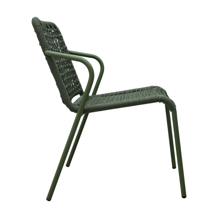 Set 2 scaune stivuibile de dining grădină și HORECA din aluminiu și ratan sintetic verde [3]