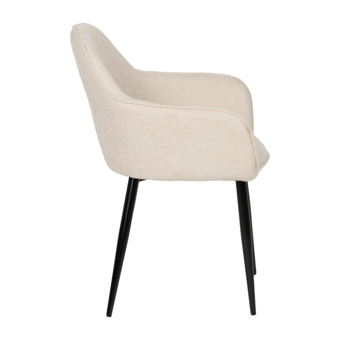 Scaune alb crem cu brațe și design curbat – set 2 bucăți, moderne [3]