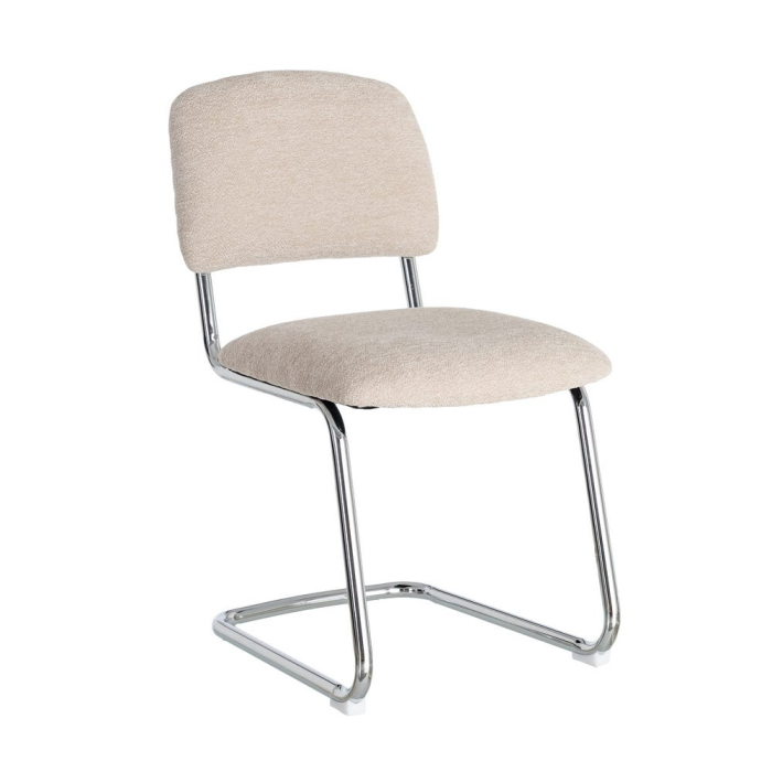 Set 2 scaune tapițate bej cu structură metalică cromată în stil retro pentru dining și birou [11]