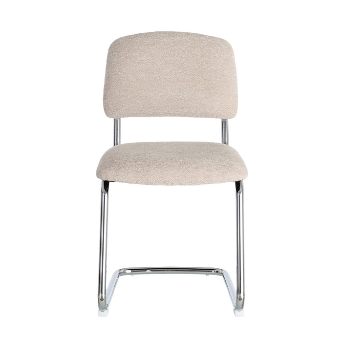 Set 2 scaune tapițate bej cu structură metalică cromată în stil retro pentru dining și birou [8]