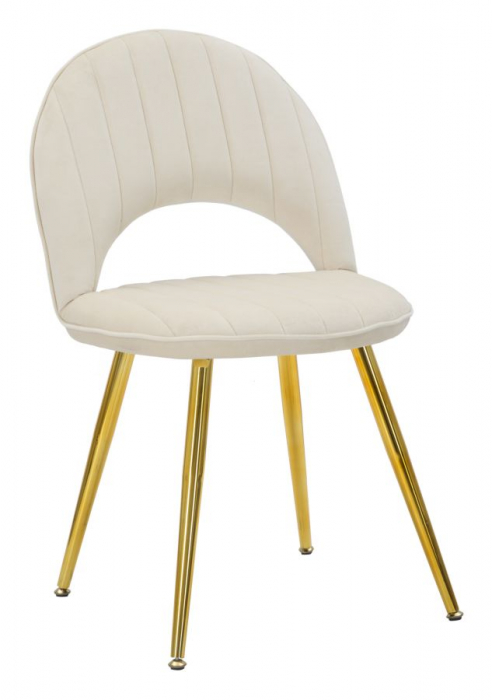 Set 2 Scaune Tapitate Crem Picioare Aurii CreativDeco [1]