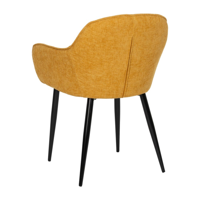 Scaune galben muștar tapițate cu brațe – set 2 bucăți, stil modern [4]