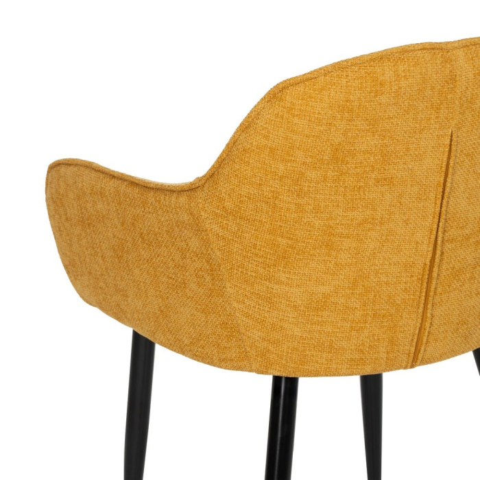 Scaune galben muștar tapițate cu brațe – set 2 bucăți, stil modern [9]