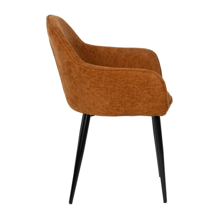 Scaune maro tapițate cu brațe – set 2 bucăți, design rustic modern [3]