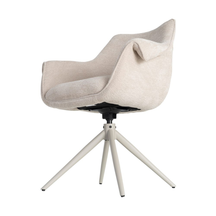 Set 2 scaune tapițate rotative crem cu autorevenire pentru dining și HoReCa [9]