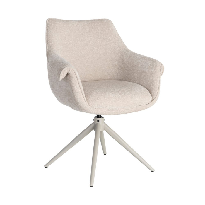 Set 2 scaune tapițate rotative crem cu autorevenire pentru dining și HoReCa [13]