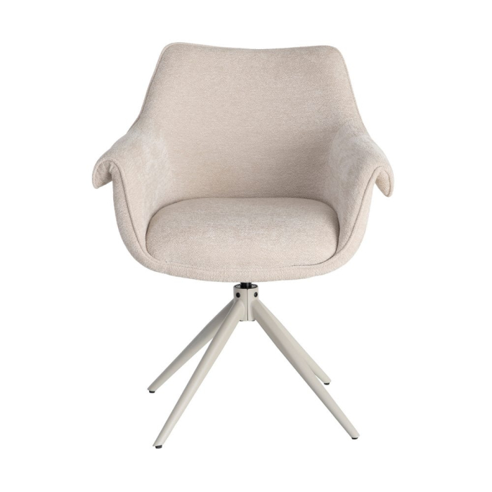 Set 2 scaune tapițate rotative crem cu autorevenire pentru dining și HoReCa [7]