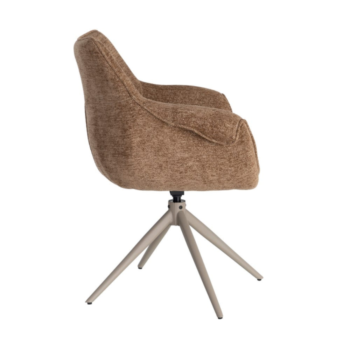 Set 2 scaune tapițate rotative maro cu autorevenire pentru dining și HoReCa [5]