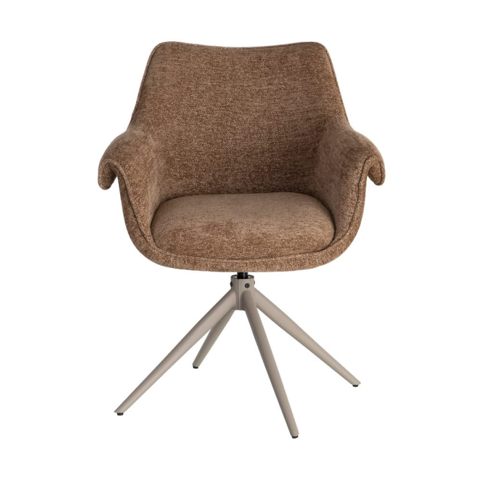 Set 2 scaune tapițate rotative maro cu autorevenire pentru dining și HoReCa [7]