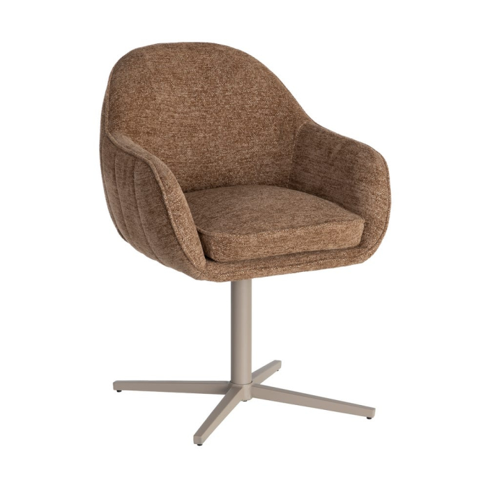 Set 2 scaune tapițate rotative maro pentru dining și HoReCa [12]
