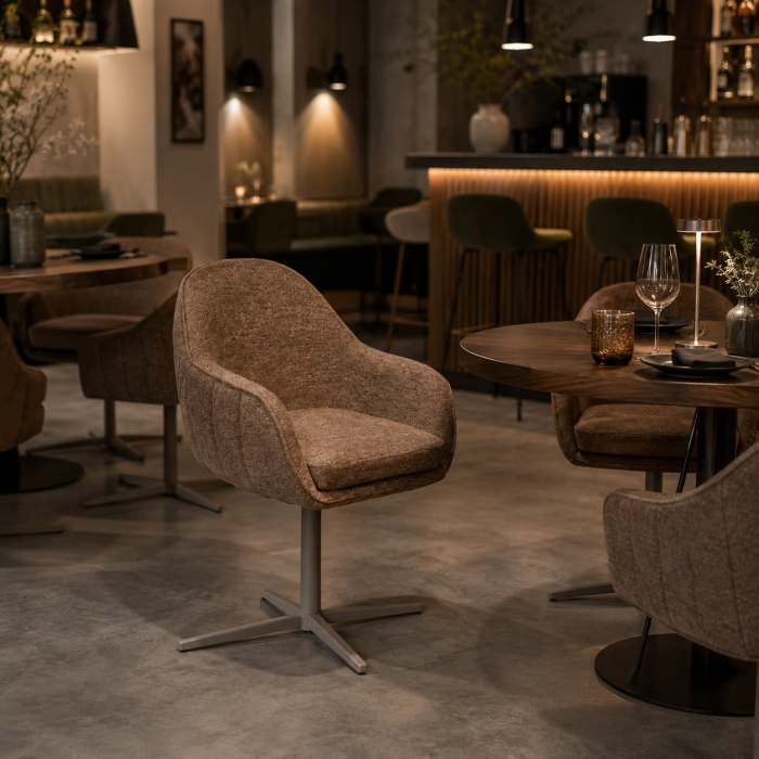 Set 2 scaune tapițate rotative maro pentru dining și HoReCa [2]