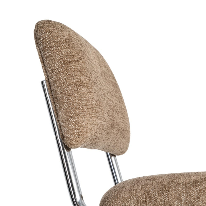 Set 2 scaune tapițate taupe cu structură metalică cromată în stil retro pentru dining și birou [2]