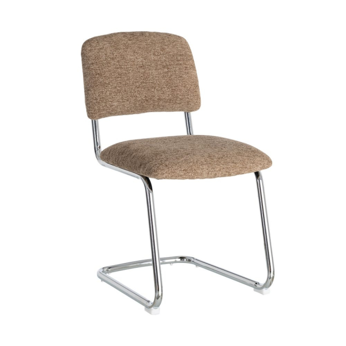 Set 2 scaune tapițate taupe cu structură metalică cromată în stil retro pentru dining și birou [11]