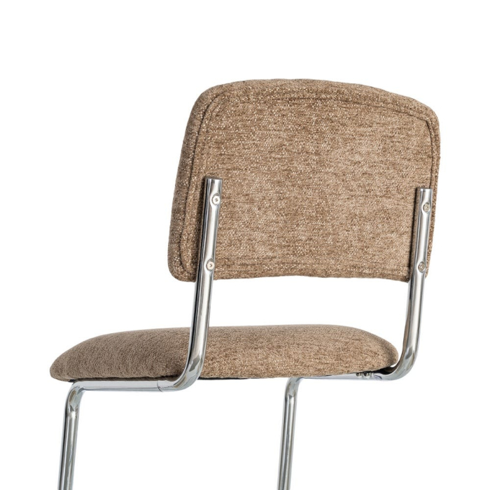 Set 2 scaune tapițate taupe cu structură metalică cromată în stil retro pentru dining și birou [4]
