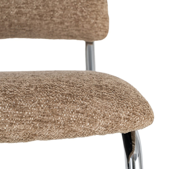 Set 2 scaune tapițate taupe cu structură metalică cromată în stil retro pentru dining și birou [3]