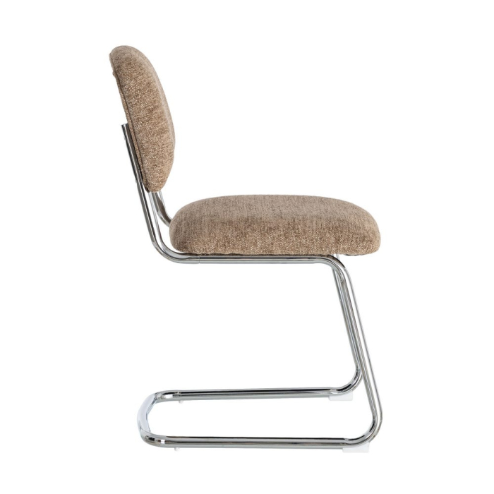 Set 2 scaune tapițate taupe cu structură metalică cromată în stil retro pentru dining și birou [5]