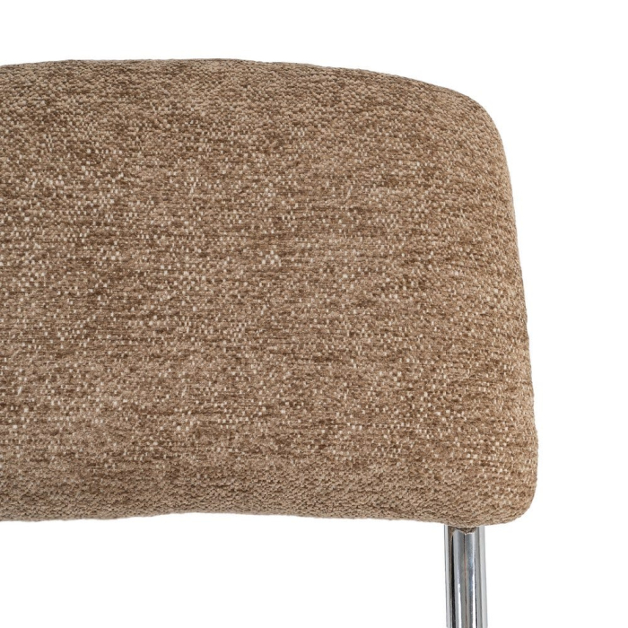 Set 2 scaune tapițate taupe cu structură metalică cromată în stil retro pentru dining și birou [6]