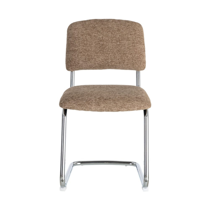 Set 2 scaune tapițate taupe cu structură metalică cromată în stil retro pentru dining și birou [8]