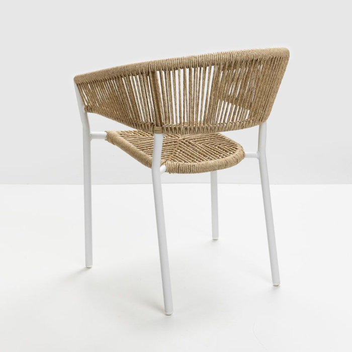 Set 2 Scaune Breeze albe cu împletitură naturală și brațe [3]