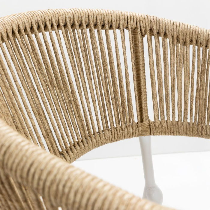 Set 2 Scaune Breeze albe cu împletitură naturală și brațe [5]