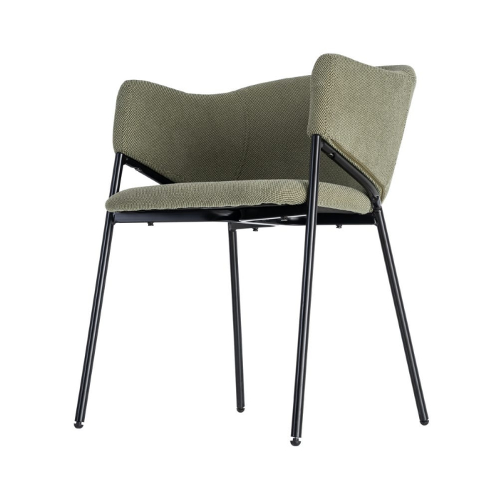 Set 2 scaune verzi tapitate cu brațe din stofă cu structură metalică interior [7]