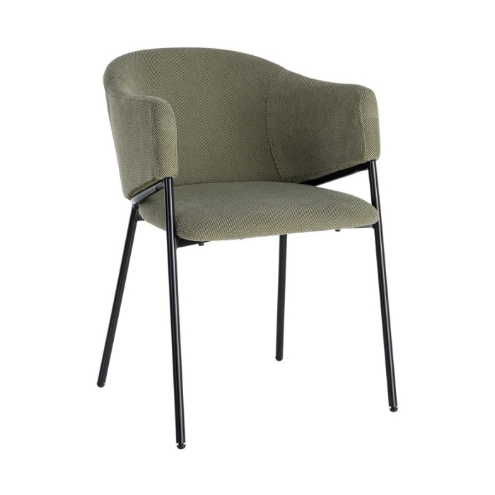 Set 2 scaune verzi tapitate cu brațe din stofă cu structură metalică interior [11]