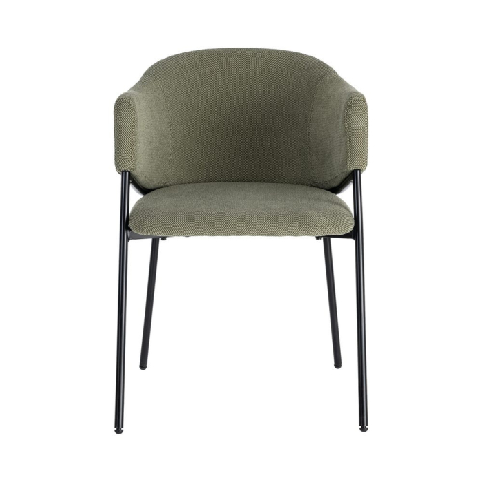 Set 2 scaune verzi tapitate cu brațe din stofă cu structură metalică interior [8]