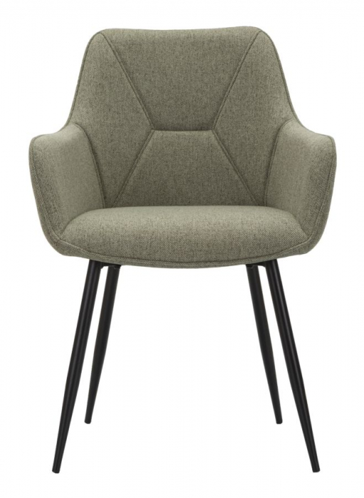 Set 2 scaune dining Vicenza stofă verde cu picioare metalice negre [4]