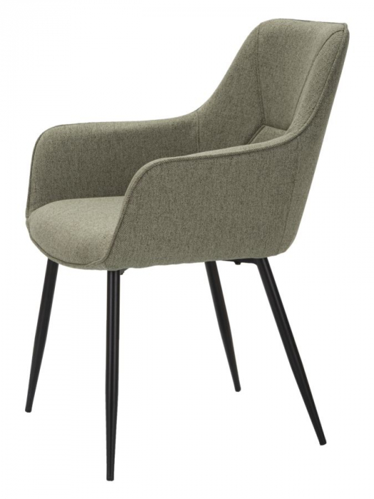 Set 2 scaune dining Vicenza stofă verde cu picioare metalice negre [7]